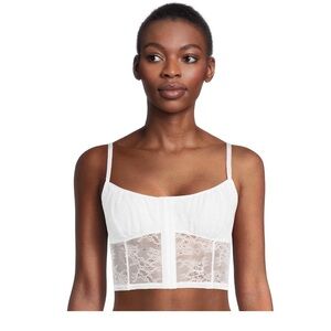 No Boundaries Juniors Allover Lace Bustier